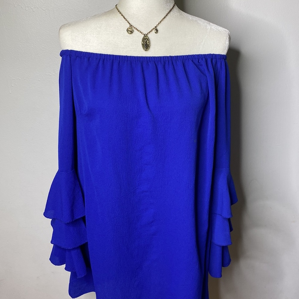 Blue off the shoulder dress - Picture 2 of 7